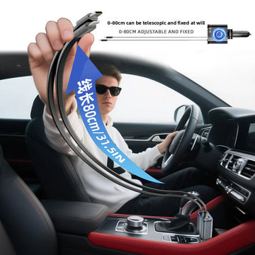 Super Fast Charging Retractable Car Phone Charger | شحن فائق السرعة مع كابل مخفي